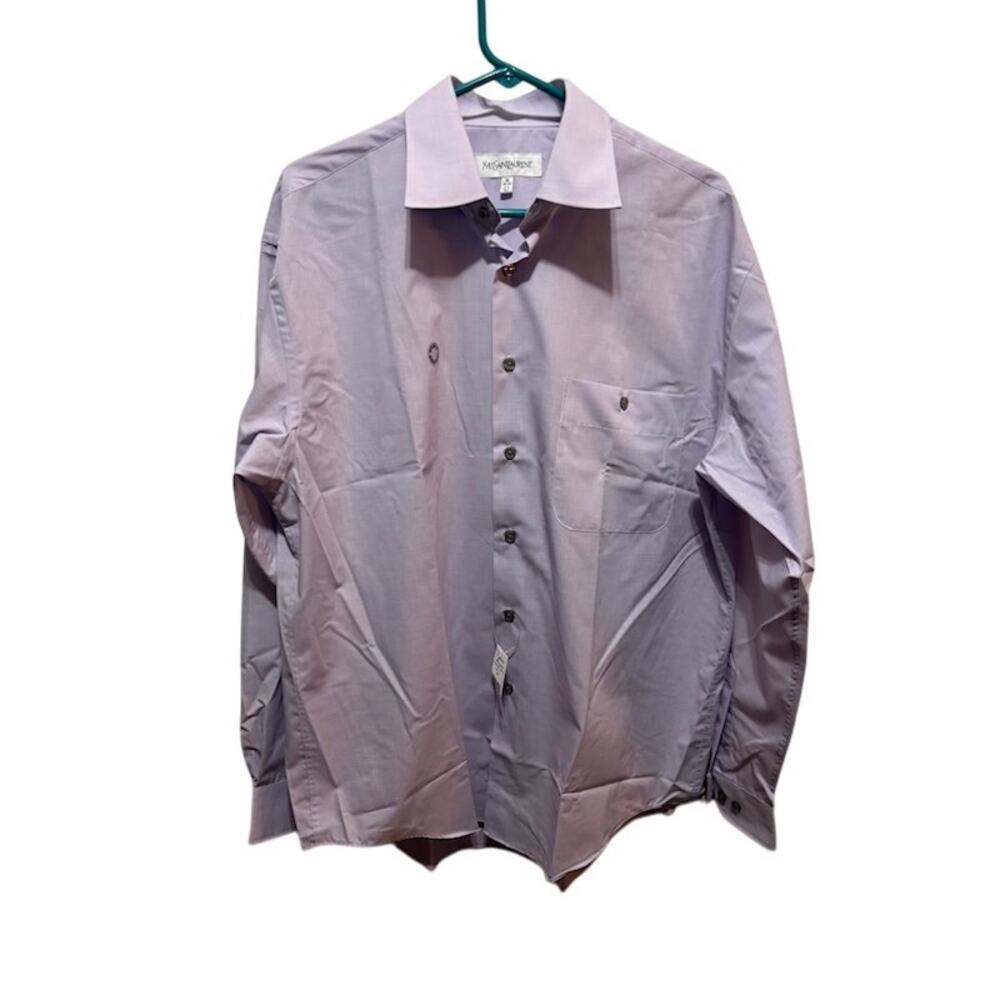 Yves St. Laurent Button Up Purple Lilac Dress Shirt size 16 34-35 Large NWT